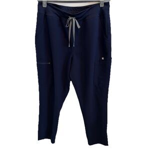 FIGS Women’s XL High Waisted Yola Technical Scrub Pants Navy Blue Cargo Pockets